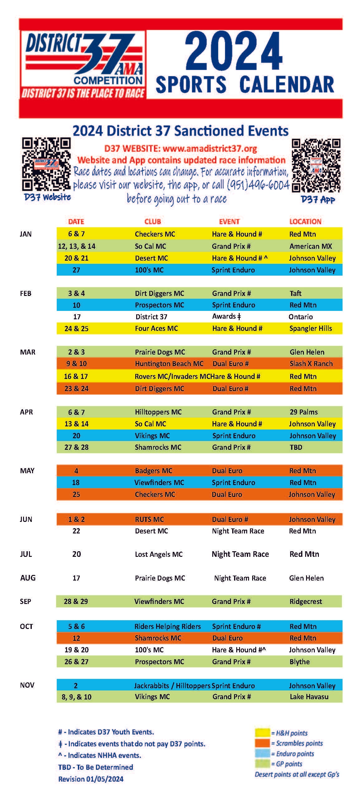 2024 District 37 Calendar District 37 Race Schedule 2024 Race Desert