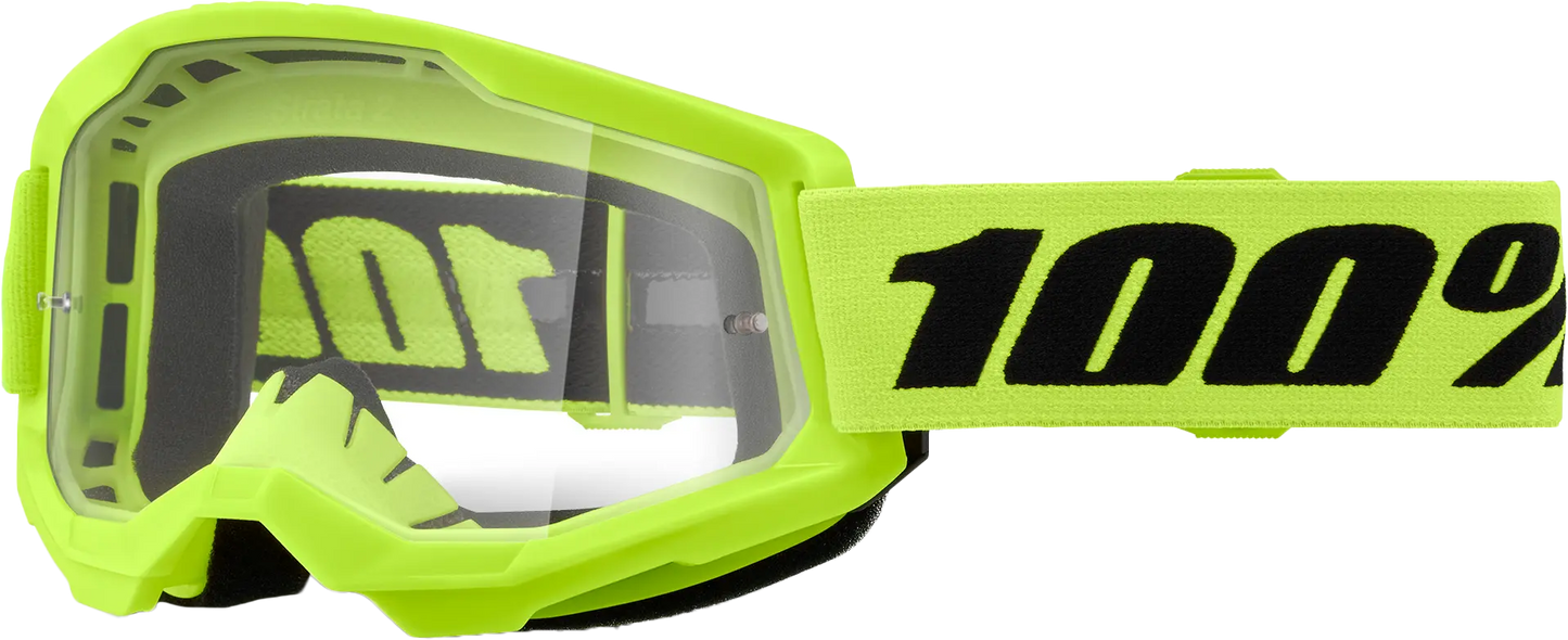 100% Strata 2 Goggle Neon Yellow Clear Lens