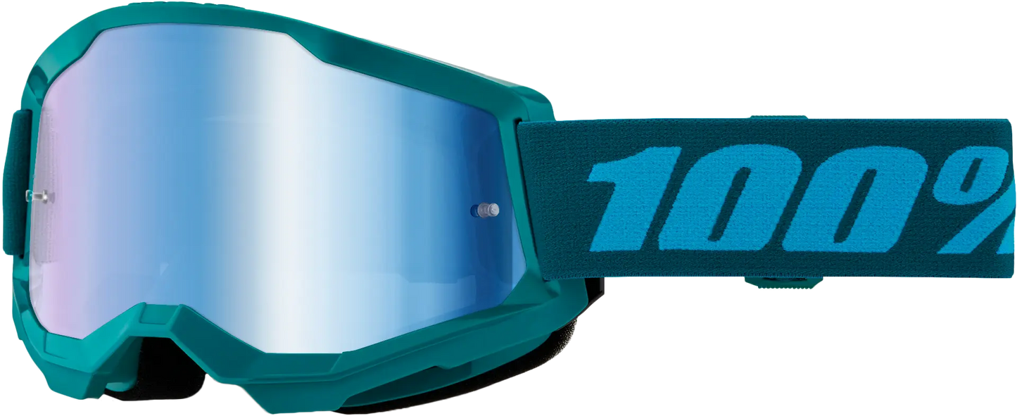 100% Strata 2 Goggle Stone Mirror Blue Lens