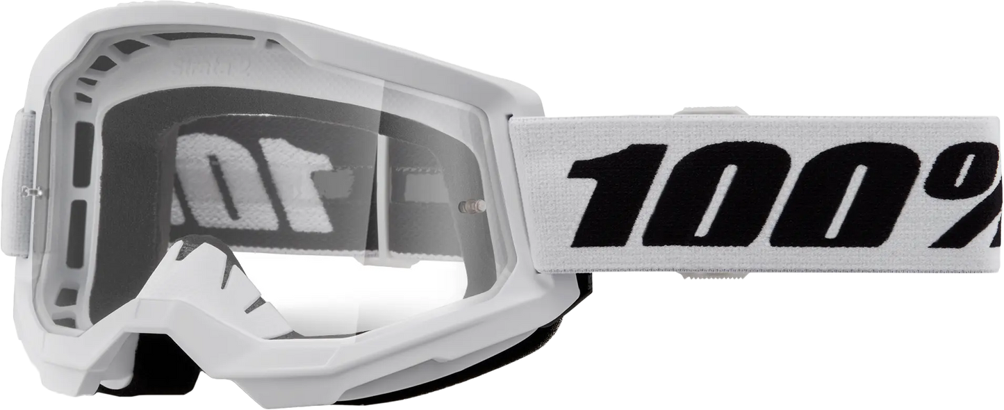 100% Strata 2 Goggle White Clear Lens
