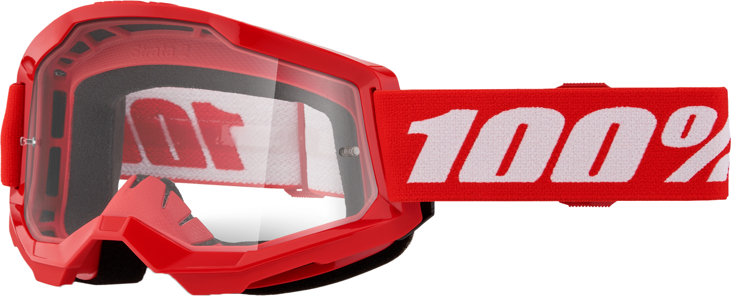100% Strata 2 Youth Goggle Red Clear Lens