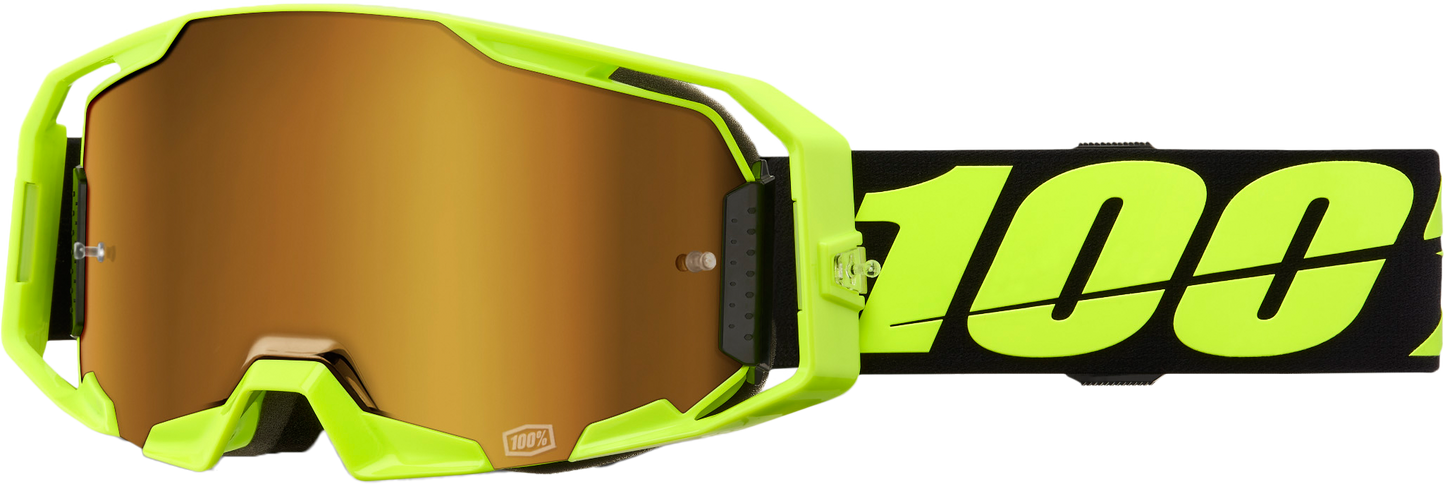 100% Armatic Goggle Neon Yellow with Mirror True Gold Lens