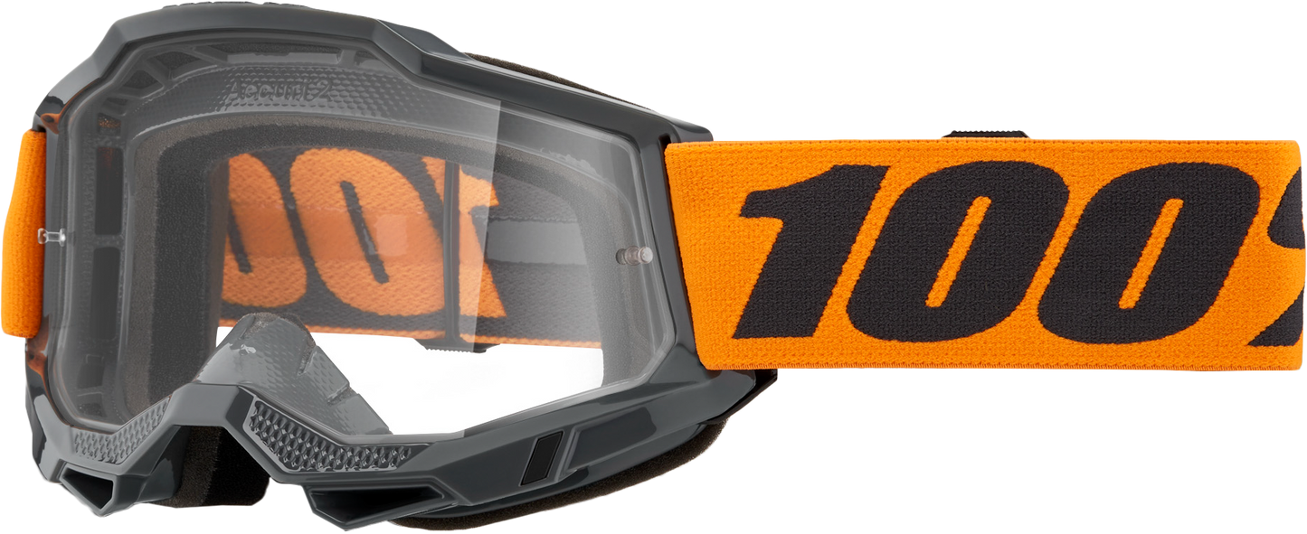 100% Strata 2 Goggle Neon Orange Clear Lens