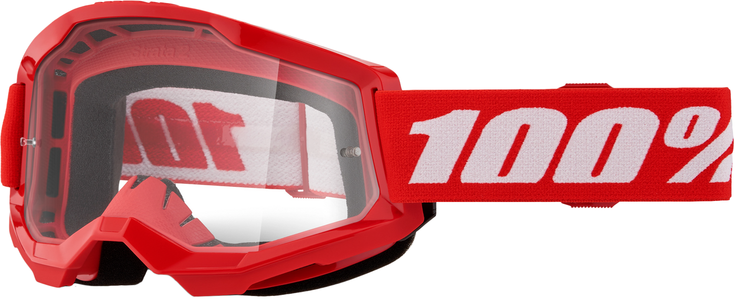100% Strata 2 Goggle Red Clear Lens