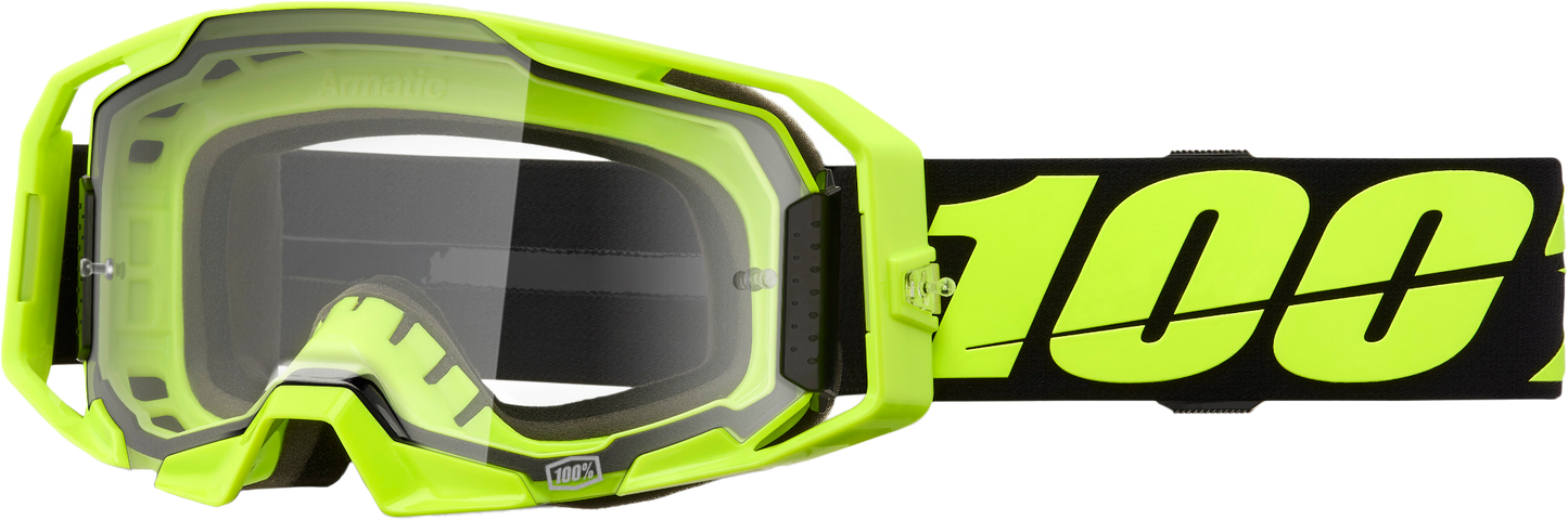 100% Armatic Goggle Neon Yellow with Clear Lens