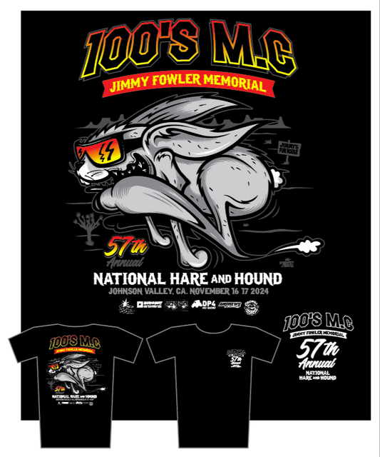 2024 100's MC 57th Annual National Hare & Hound Jimmy Fowler Memorial Event Shirt & Hoodie