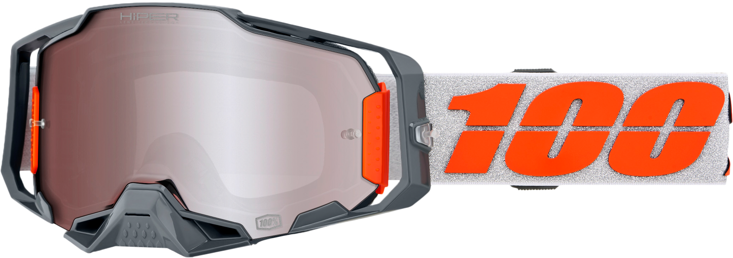100% Armega Hiper Goggle Silver with Mirror Silver Lens