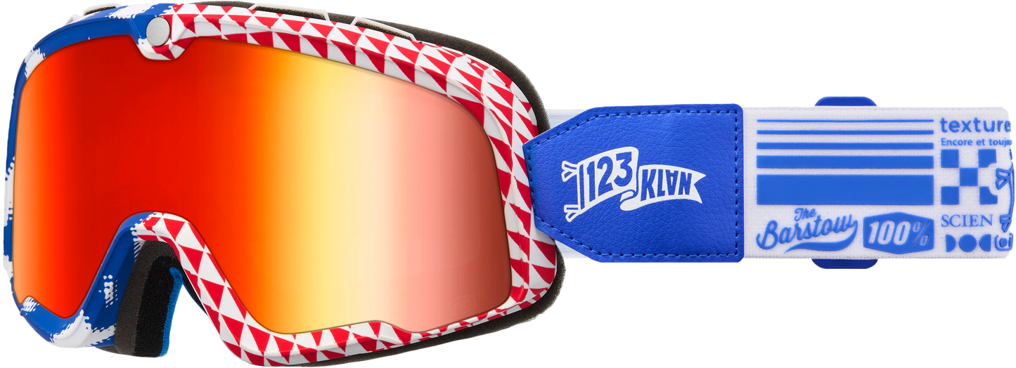 100% Barstow Goggle Artist Series 123 Klan with Mirror Red Lens