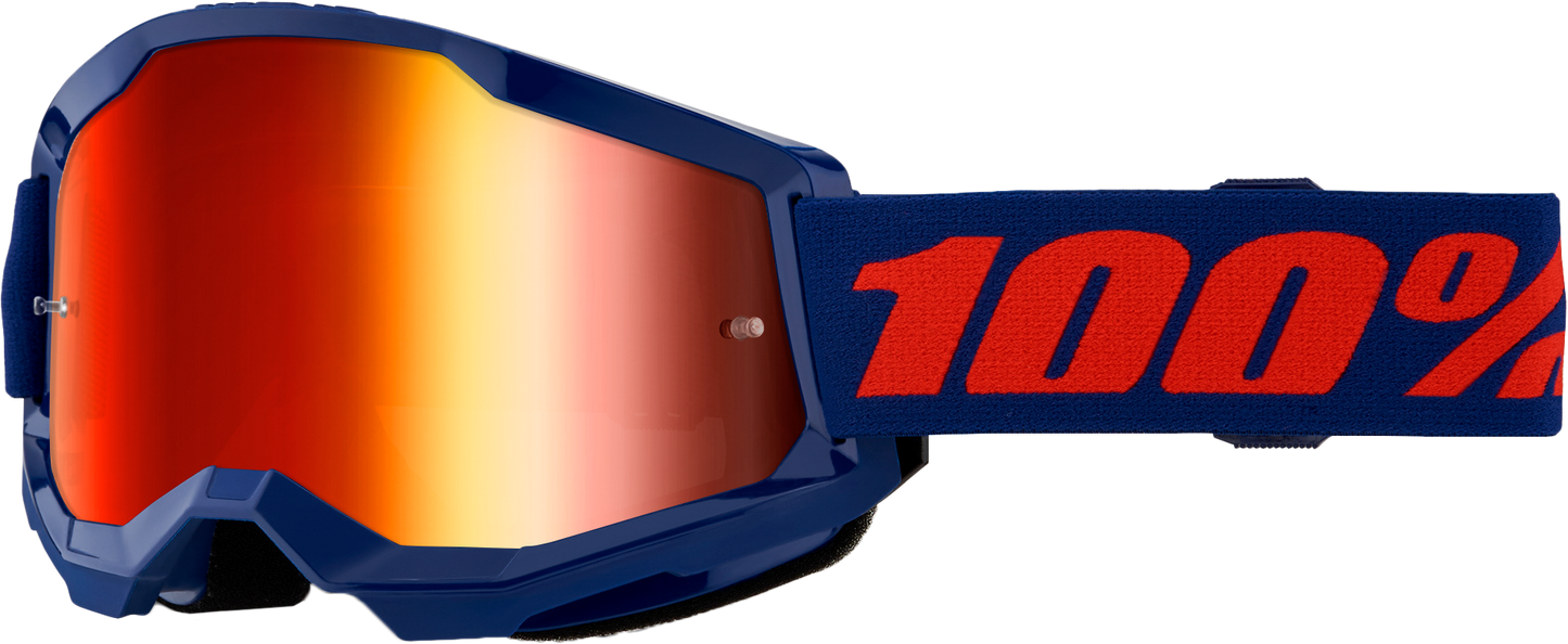 100% Strata 2 Goggle Navy Mirror Red Lens