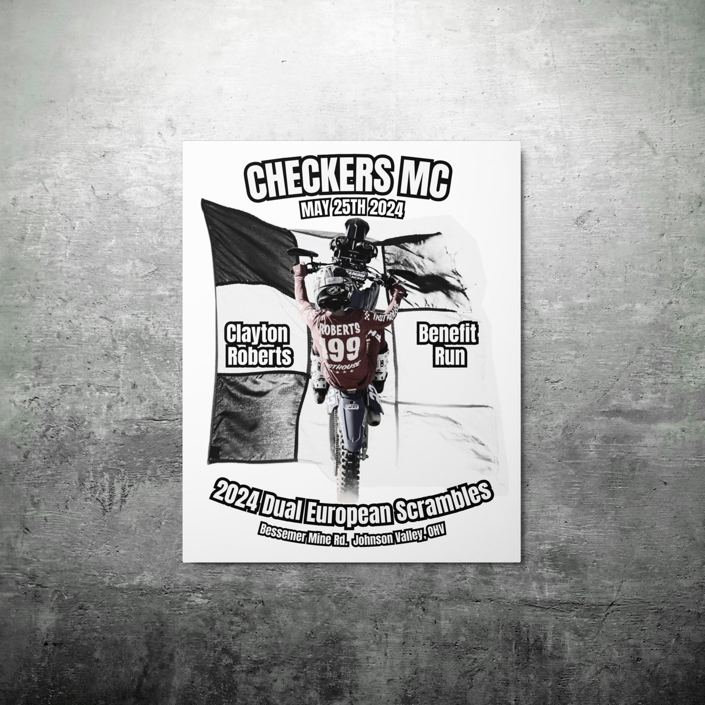Metal Print - Checkers MC 2024 Dual Euro - Clayton Roberts Benefit Run