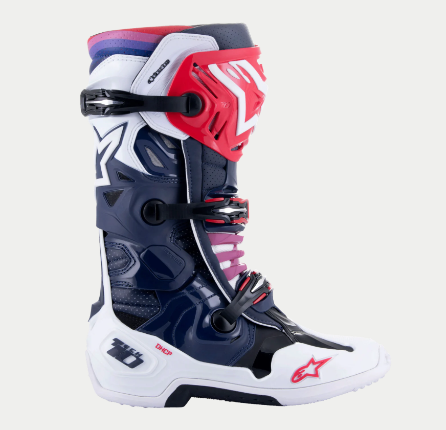 Alpinestars Tech 10 Supervented Night Navy/White/Rainbow Boots