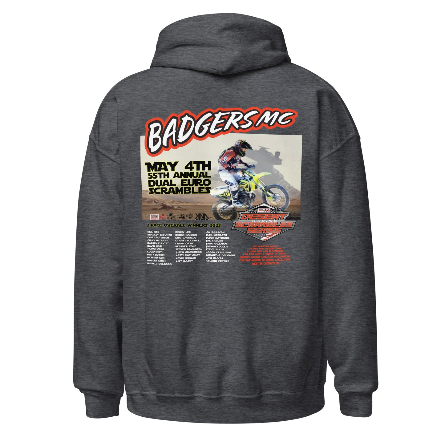 Adult Badgers MC May 4th - 55th Annual Dual Euro Scrambles 2024 Event Hoodie
