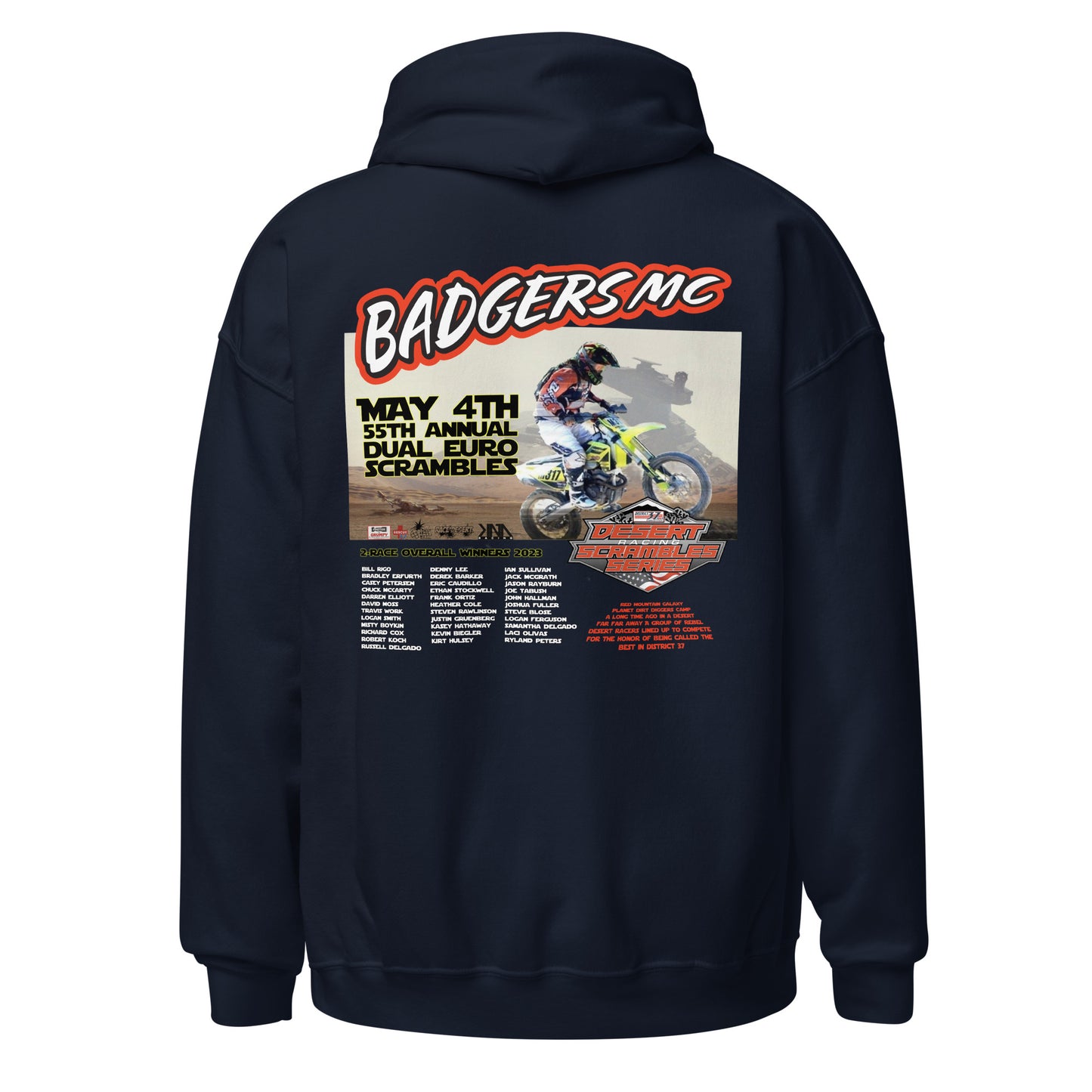 Adult Badgers MC May 4th - 55th Annual Dual Euro Scrambles 2024 Event Hoodie