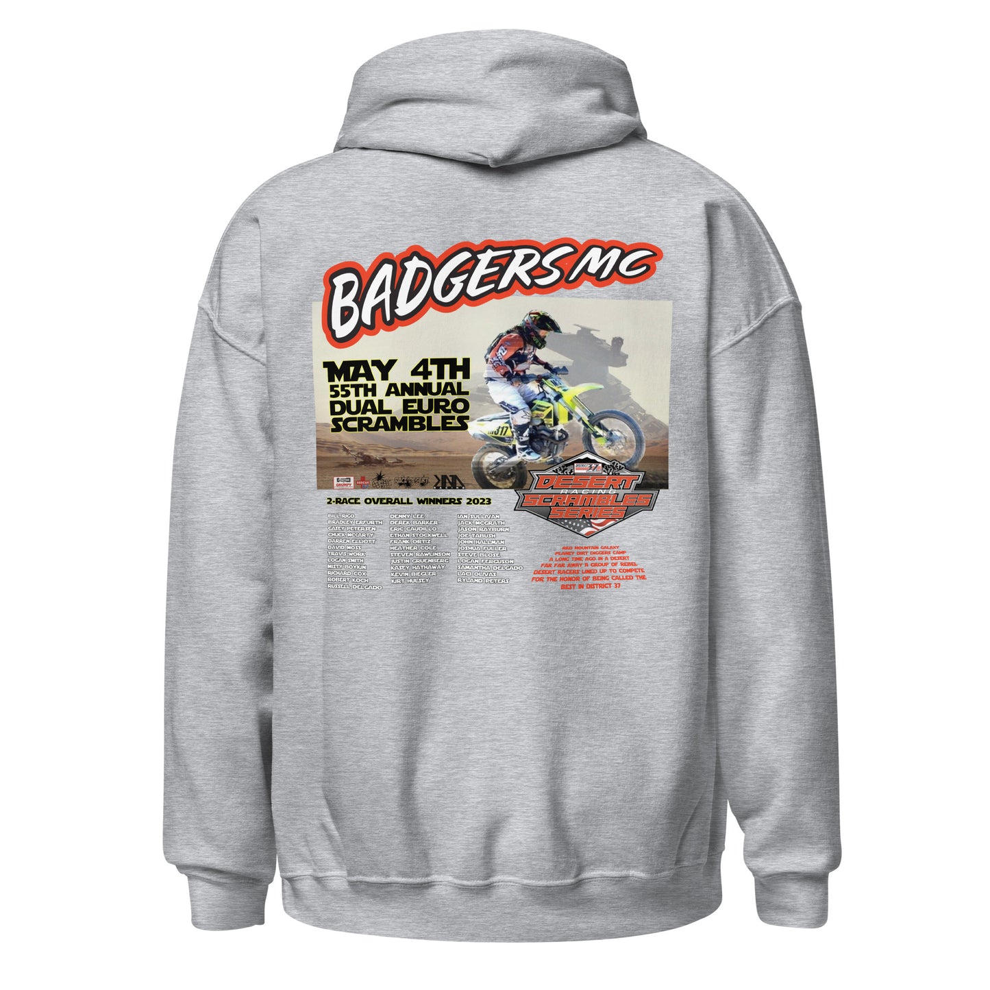 Adult Badgers MC May 4th - 55th Annual Dual Euro Scrambles 2024 Event Hoodie