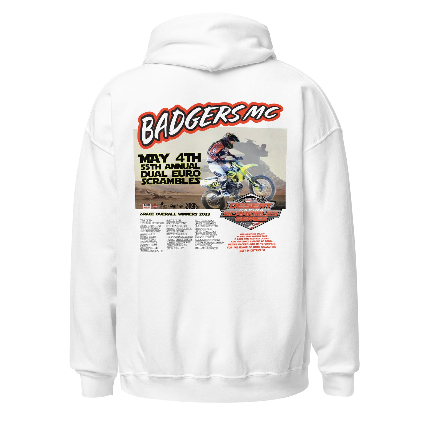 Adult Badgers MC May 4th - 55th Annual Dual Euro Scrambles 2024 Event Hoodie