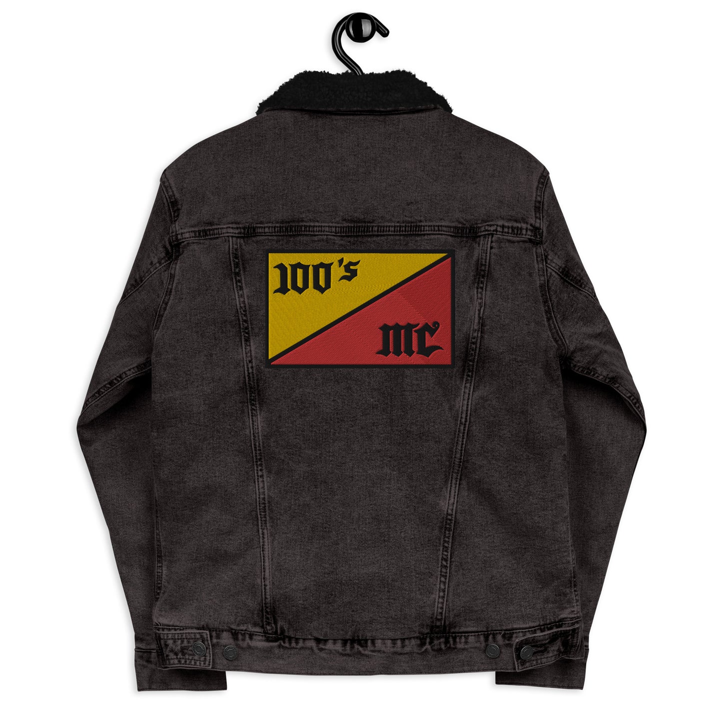 Denim Jacket with Embroidered 100s MC Flag