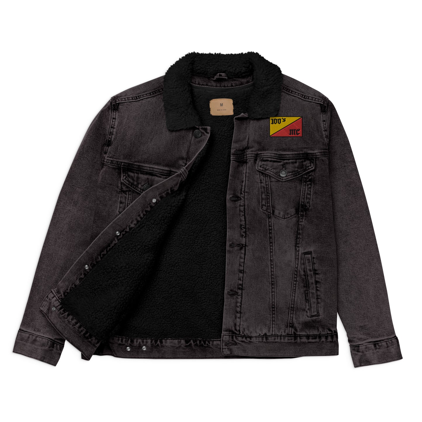Denim Jacket with Embroidered 100s MC Flag
