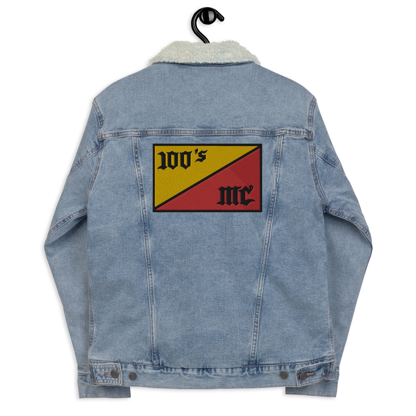 Denim Jacket with Embroidered 100s MC Flag