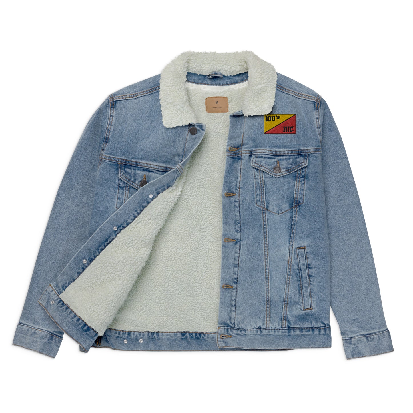 Denim Jacket with Embroidered 100s MC Flag