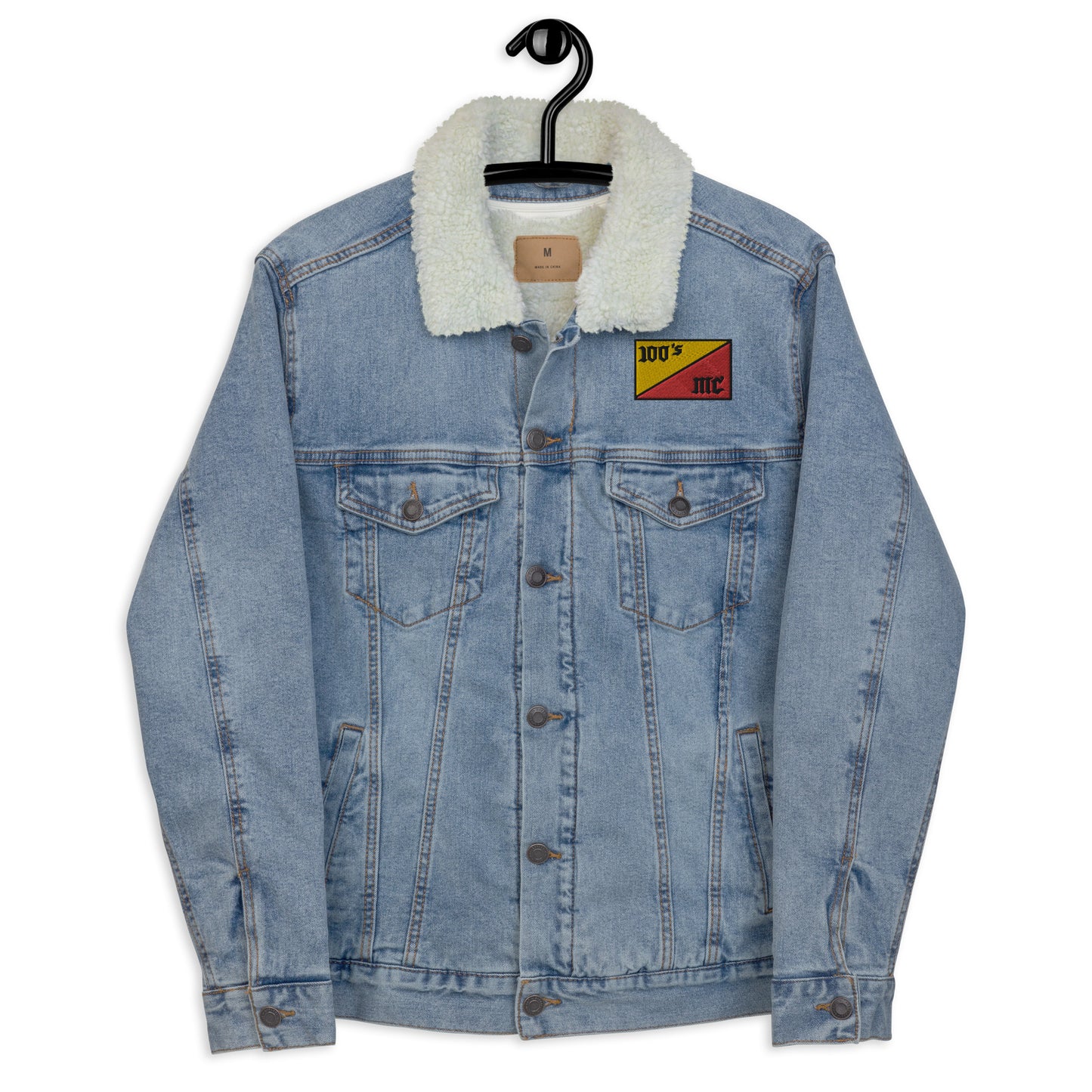 Denim Jacket with Embroidered 100s MC Flag