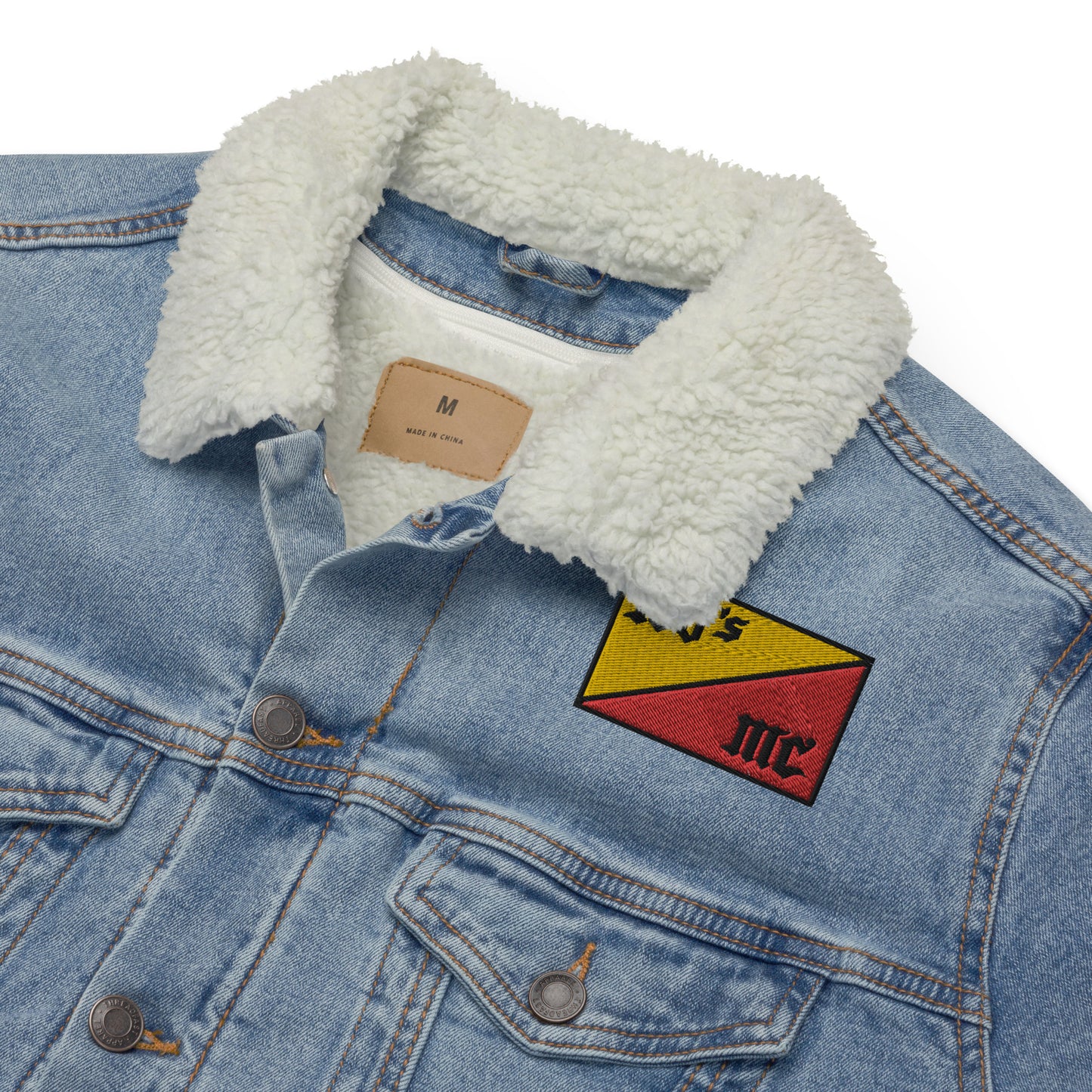 Denim Jacket with Embroidered 100s MC Flag