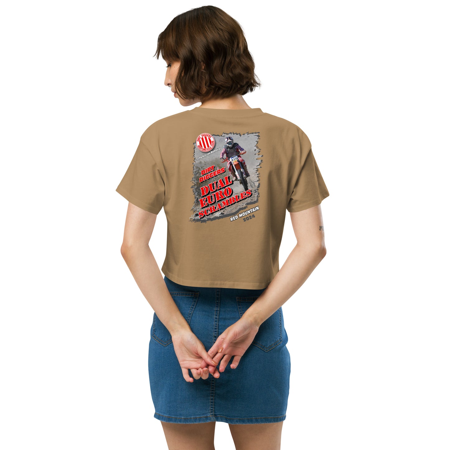 Women’s Crop Top Dirt Diggers 2024 Dual Euro Scrambles Event Shirt