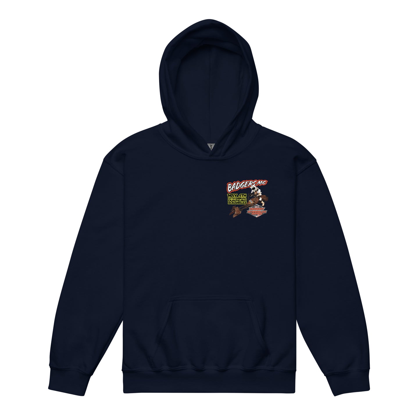 Youth Badgers MC May 4th - 55th Annual Dual Euro Scrambles 2024 Event Hoodie