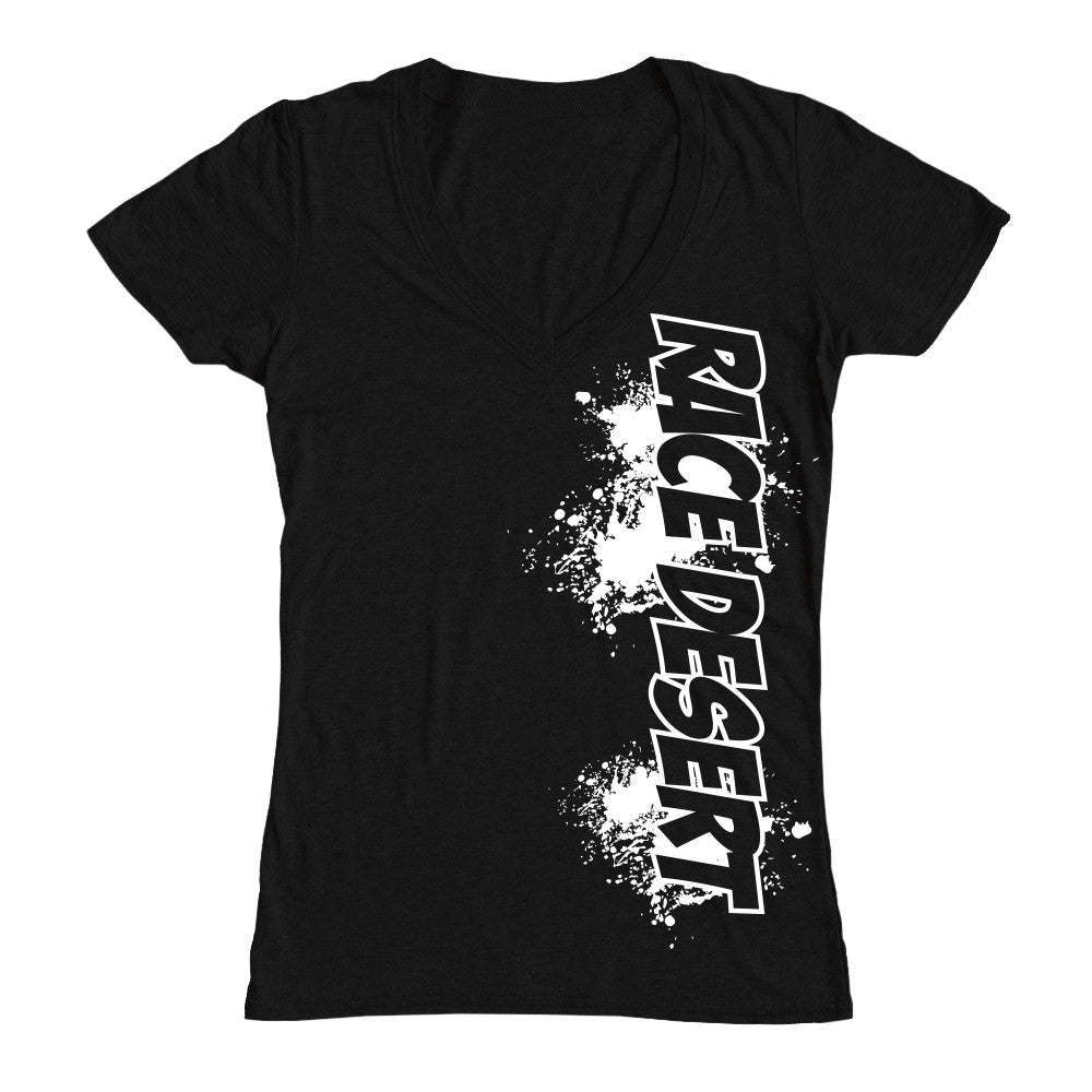 Womens Race Desert Splatter Deep V-Neck - Black