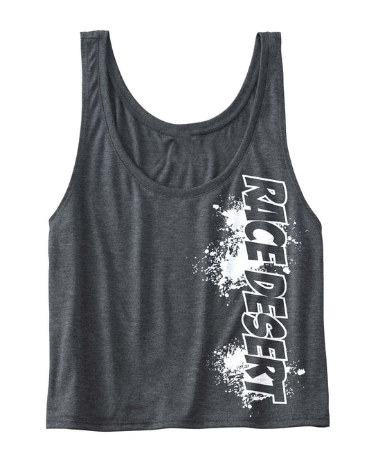 Womens Race Desert Splatter Boxy Crop Tank - Grey