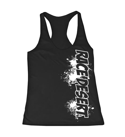 Womens Race Desert Splatter Racer Back Tank - Black