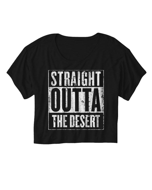 Womens Straight Outta The Desert Boxy Crop Tee - Black