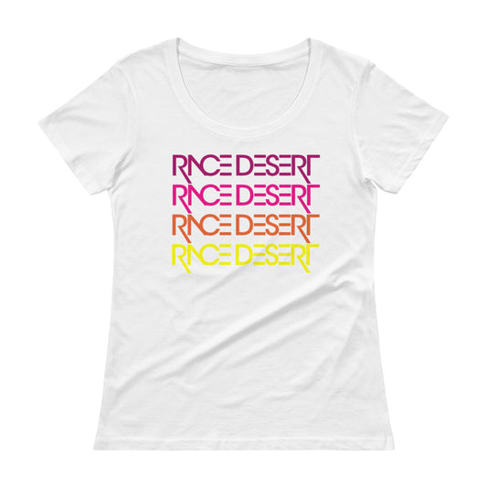 Womens Race Desert Sunset Scoopneck Shirt - White