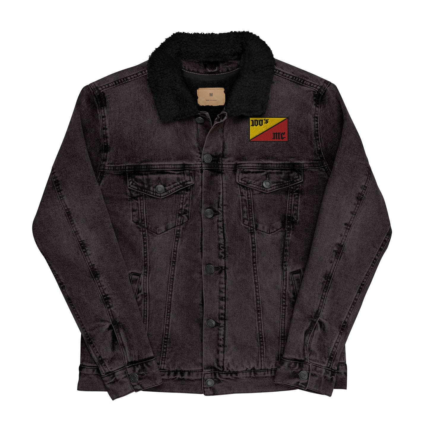Denim Jacket with Embroidered 100s MC Flag