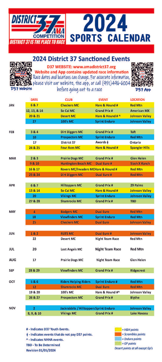 2024 District 37 Calendar - District 37 Race Schedule 2024