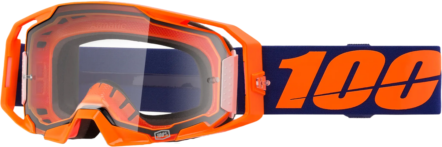 100% Armatic Goggle Neon Orange with Clear Lens