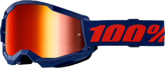 100% Strata 2 Goggle Navy Mirror Red Lens