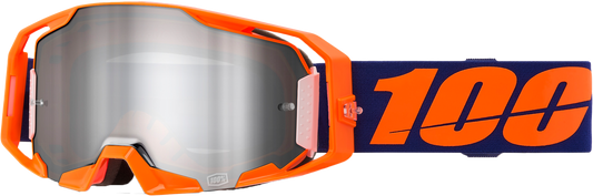 100% Armatic Goggle Neon Org with Mirror Silver Flash Lens