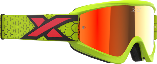 EKS Flat Out Mirror Goggle Flo Ylw/Blk/Fire Rd Red Mirror