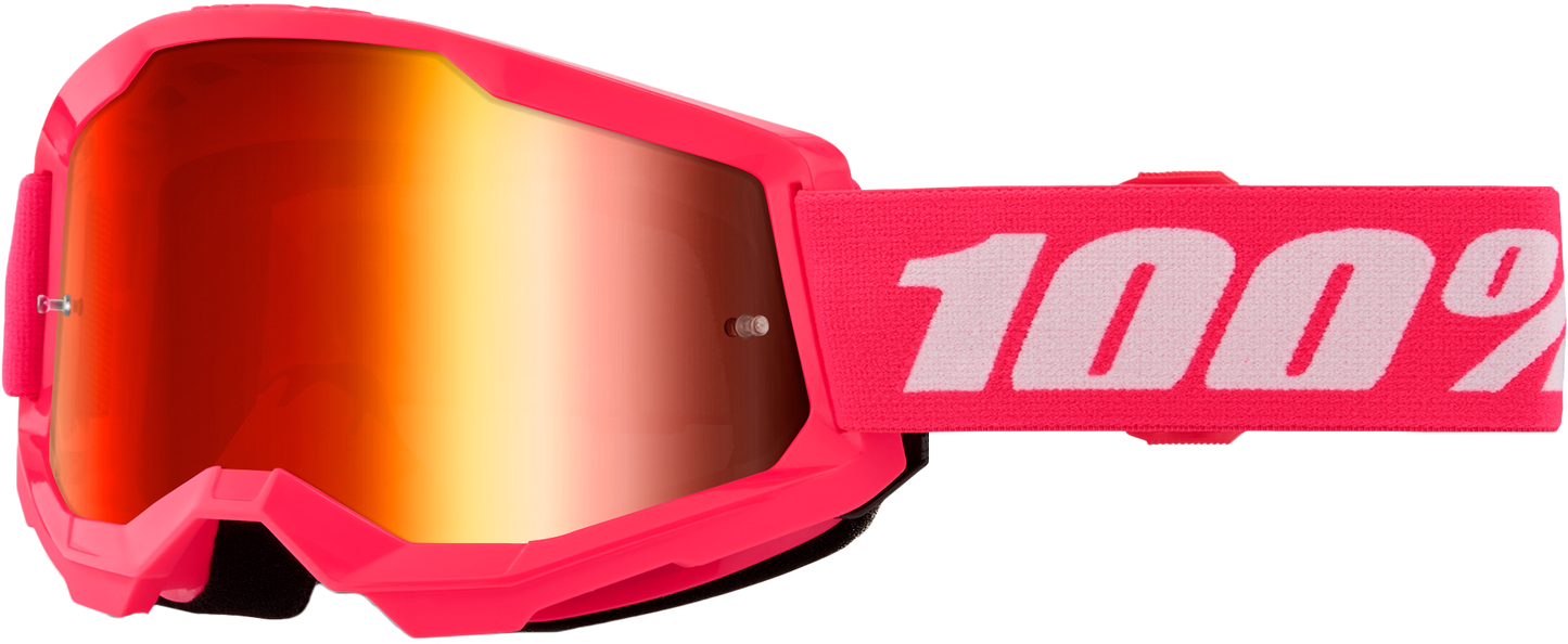 100% Strata 2 Youth Goggle Pink Mirror Red Lens