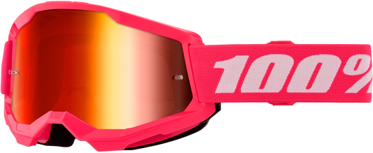 100% Strata 2 Youth Goggle Pink Mirror Red Lens