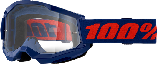 100% Strata 2 Goggle Navy Clear Lens