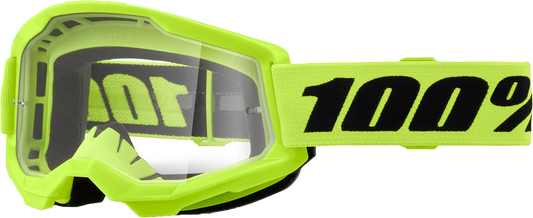 100% Strata 2 Goggle Neon Yellow Clear Lens