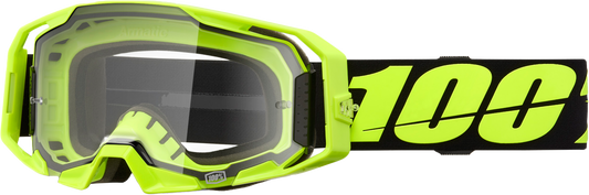 100% Armatic Goggle Neon Yellow with Clear Lens