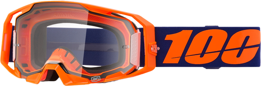 100% Armatic Goggle Neon Orange with Clear Lens