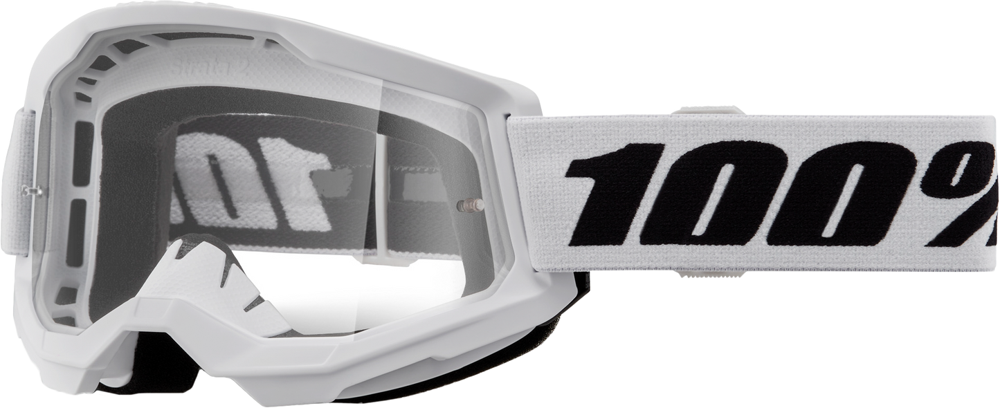 100% Strata 2 Goggle White Clear Lens