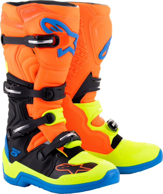 Alpinestars Tech 5 Blue/Orange Fluo/Yellow Fluo Boots