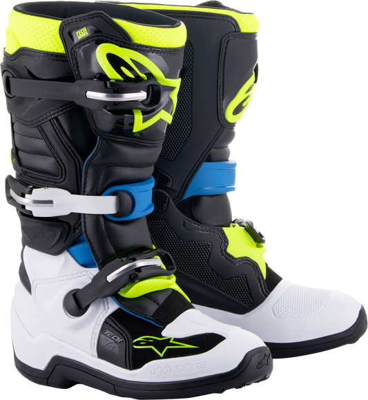 Alpinestars Youth Tech 7s Black/Enamel/Blue/Yellow Fluo