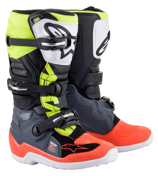 Alpinestars Youth Tech 7s Dark Grey/ Red Fluo/Yellow Fluo Boots