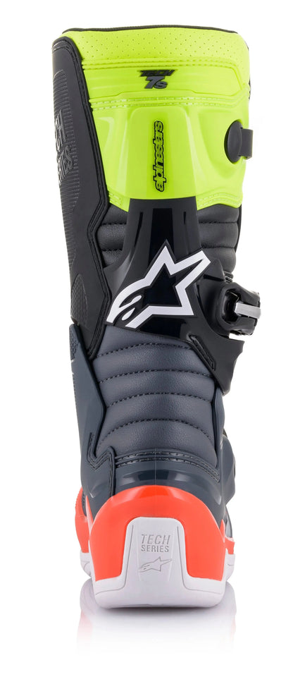 Alpinestars Youth Tech 7s Dark Grey/ Red Fluo/Yellow Fluo Boots