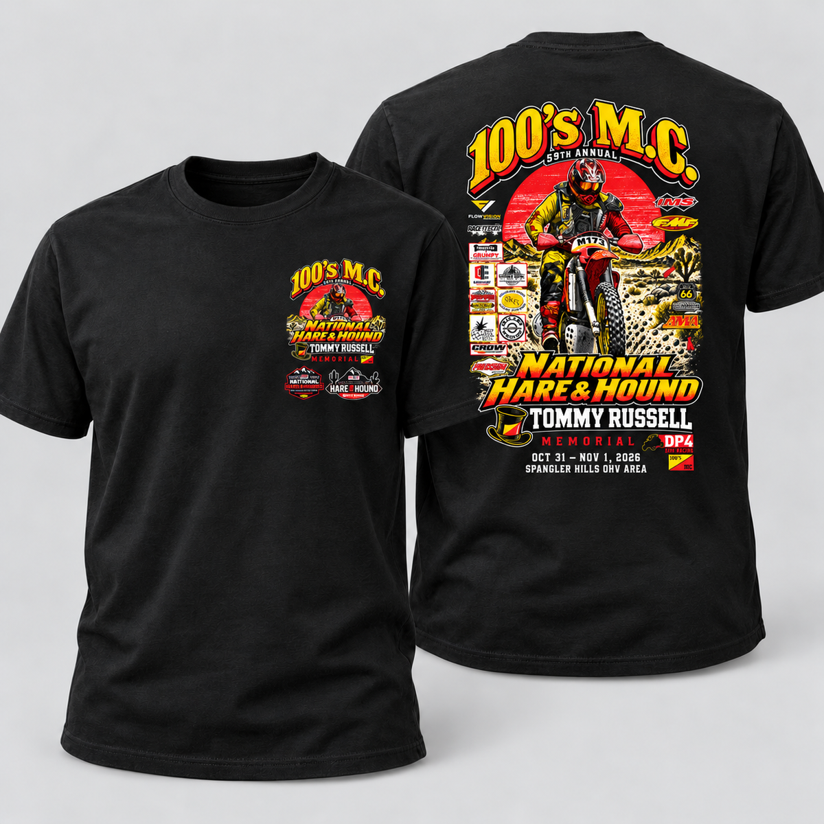 100’s M.C. 2026 National Hare & Hound Tommy Russell Memorial T-Shirt | Pre-Order